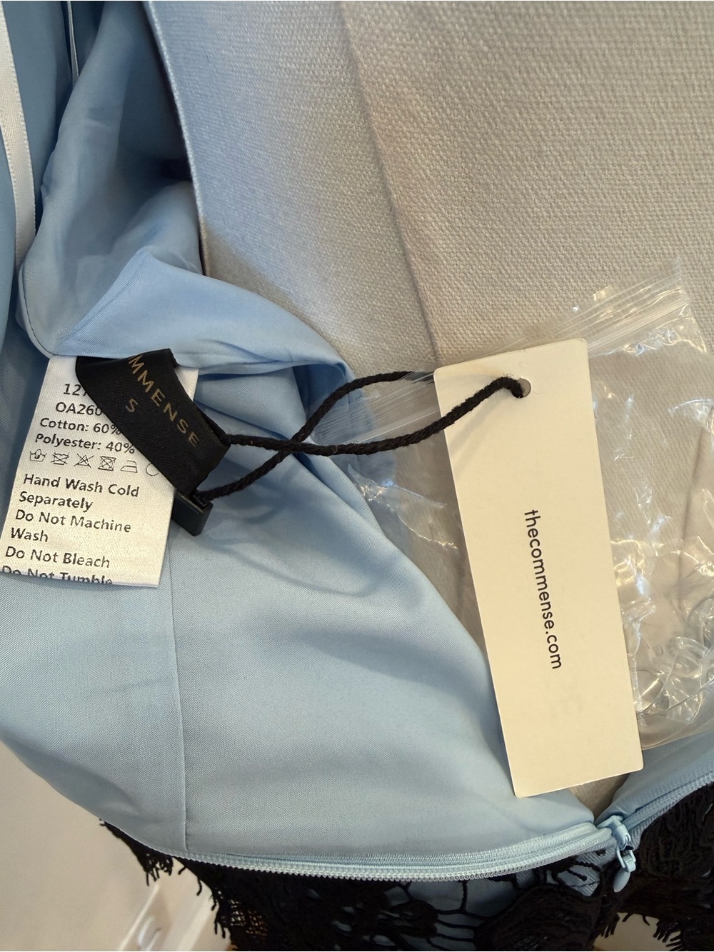 Commense Strapless Light Blue Top with Black Lace Trim - Picture 6 of 6
